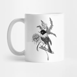 Flycatcher Bird & Flowers | Black Mug